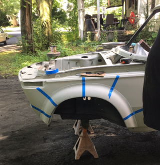 Test-fitting the fender flares.